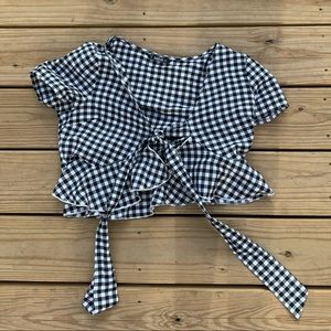 black and white wrap top